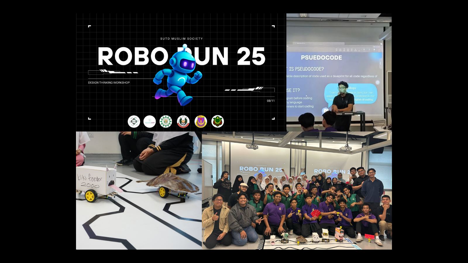 RoboRun 2025 workshop: students building and racing robots